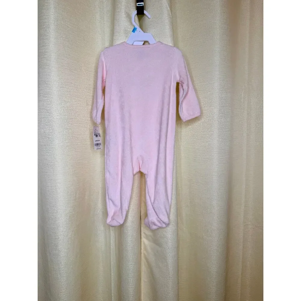 Carters Pink Terry Cloth Cat Footed Pajamas 6 months NWT